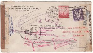 USA - TURKEY..[WW2  TRIPLE CENSORED with PERFINS & RETURNED for ADDITIONAL POSTAGE..