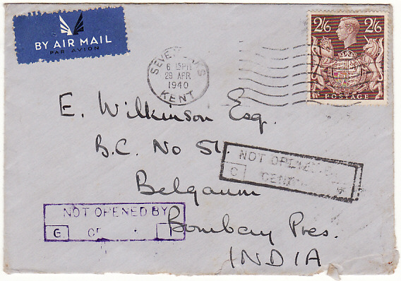 GB - INDIA...WW2 AIRMAIL NOT OPENED BY CENSOR…