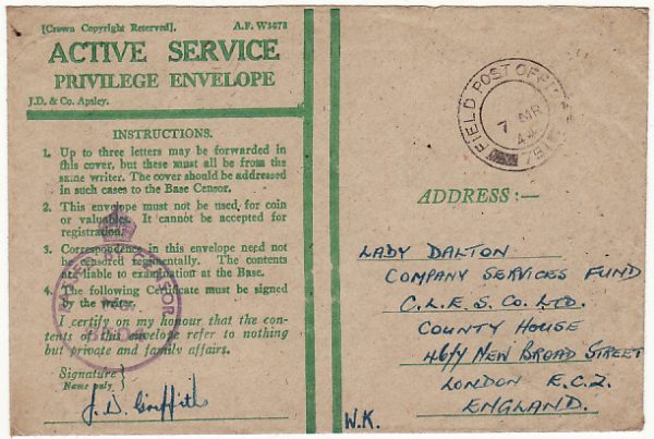 GREAT BRITAIN…WW2 TRIO HONOUR ENVELOPES used from ITALY..