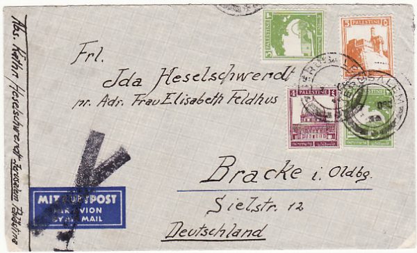 PALESTINE - GERMANY..1934 AIRMAIL DELETED…