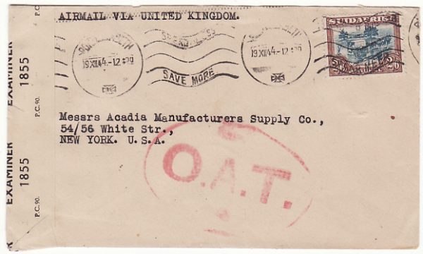 SOUTH AFRICA-USA...AIRMAIL VIA UK & with OAT…