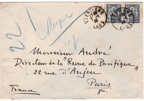 INDO-CHINE - FRANCE….LAOS 1932 from VIENTIANE...