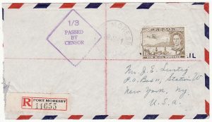 PAPUA & N.G-USA…WW2 REGISTERED CENSORED AIRMAIL..