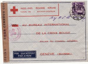 NED. EAST INDIES-SWITZERLAND…WW2 CENSORED AIRMAIL RED CROSS STATIONARY…