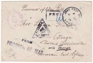 EGYPT - GERMAN EAST AFRICA….WW1 CENSORED POW MAIL TO WUGA ….