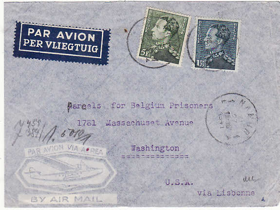 BELGIUM-USA…WW2 FUND FOR BELGIAN PRISONERS..