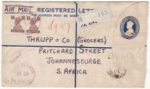 BURMA-SOUTH AFRICA..WW2 2nd DORSETS CENSORED REGISTERED AIRMAIL..