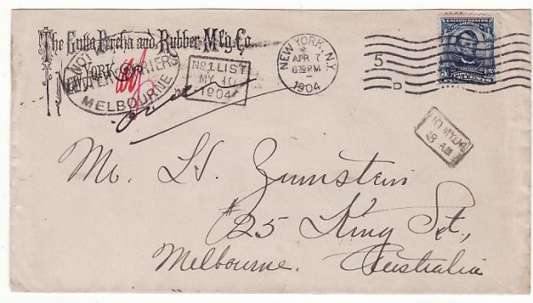 USA-AUSTRALIA..1904 NOT KNOWN LETTER CARRIERS MELBOURNE.