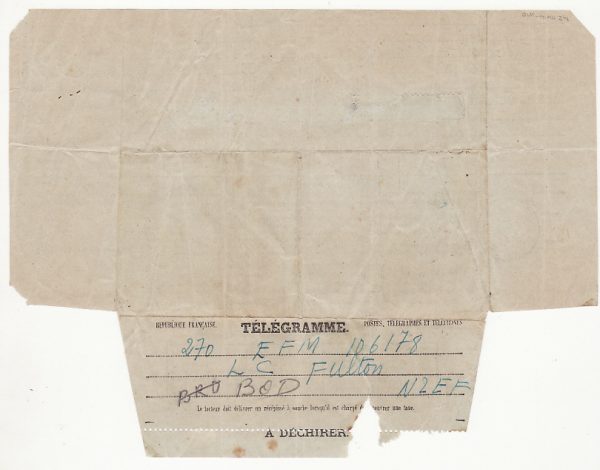 NEW ZEALAND-NEW CALEDONIA..WW2 FOLDED TELEGRAM FORMS to 2nd N.Z.E.F. SOLDIER...