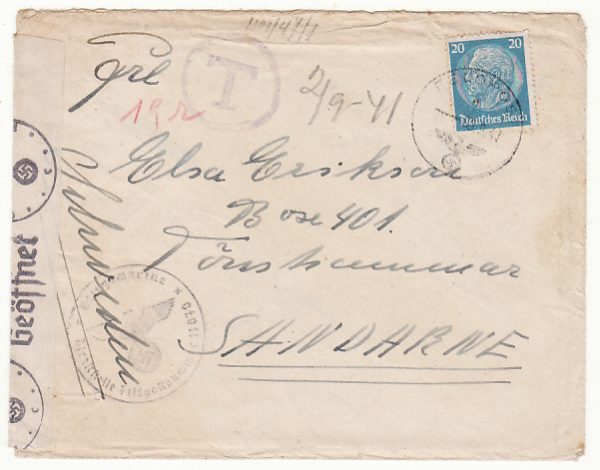 GERMANY-SWEDEN...1941 FELDPOST MAIL to OVERESEAS & TAXED...