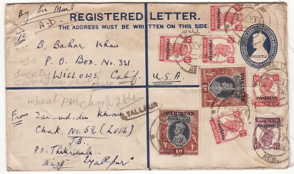 PAKISTAN - USA…1948 REGISTERED ENVELOPE with INDIA OVERPRINTS…