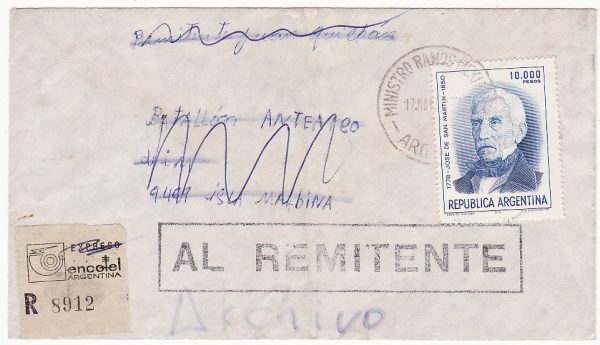 ARGENTINA - FALKLAND Is. …1982 FALKLANDS WAR REGISTERED & RETURNED....