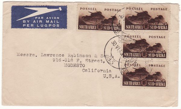 SOUTH AFRICA - USA…WW2 TRANS ATLANTIC AIRMAIL. …