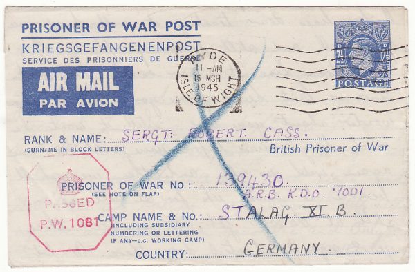 GB - GERMANY … WW2 POW RETURNED BY SWISS POST OFFICE ...