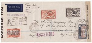 NEW CALEDONIA - GB …WW2 REGISTERED DOUBLE CENSORED 2 OCEAN AIRMAIL…
