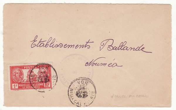 NEW CALEDONIA …WW2 INTERNAL CENSORED MAIL from VOH to NOUMEA…