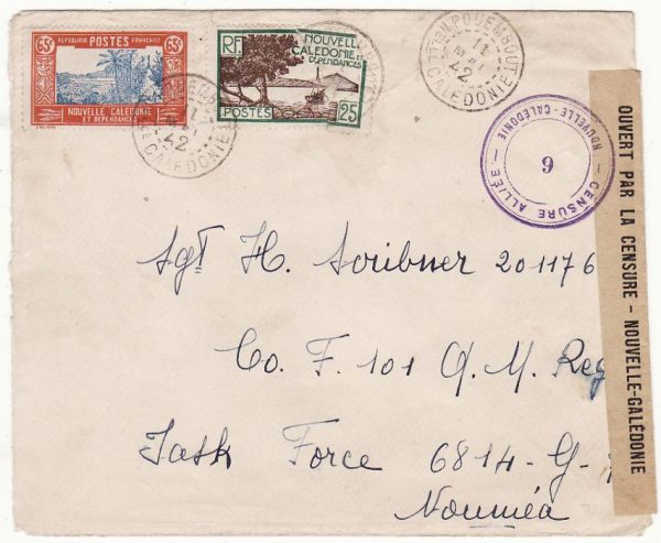 NEW CALEDONIA …WW2 INTERNAL CENSORED MAIL from POUEMBOUT to U.S.FORCES at NOUMEA…