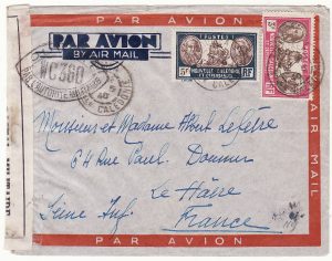 NEW CALEDONIA - FRANCE …WW2  CENSORED AIRMAIL …