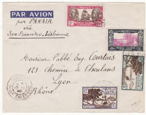 NEW CALEDONIA - FRANCE …WW2  AIRMAIL UNCENSORED to LYON