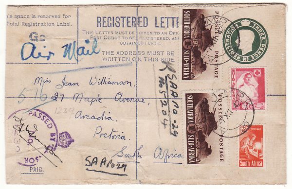 EGYPT - SOUTH SFRICA...WW2 SOUTH AFRICAN FORCES using GB REGISTERED Envelope...