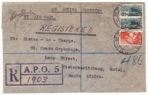 EGYPT - SOUTH AFRICA...WW2 SOUTH AFRICAN FORCES REGISTERED & CENSORED...