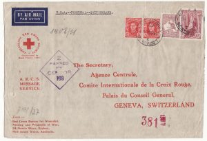 AUSTRALIA - SWITZERLAND…WW2 A.R.C.S. MESSAGE SERVICE to RED CROSS