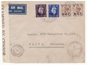 B.O.F.I.C. ERITREA - PALESTINE….WW2 CENSORED AIRMAIL..