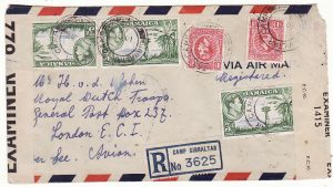 JAMAICA - GB...WW2 REGISTERED DOUBLE CENSORED AIRMAIL to DUTCH FREE FORCES...