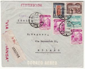 PERU - ITALY..WW2 SCARCE LATI MAIL