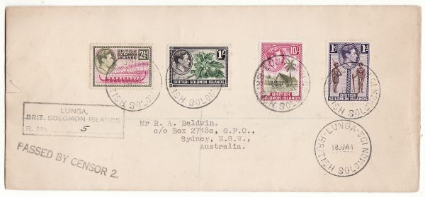 BRITISH SOLOMON ISLANDS - AUSTRALIA … WW2 REGISTERED & CENSORED @ HIGH RATE ..